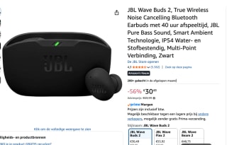 JBL Wave Buds 2 - Noise Cancelling Oordopjes voor €30,49 bij Amazon