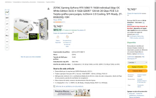 Tarjeta ZOTAC RTX 5060 Ti 16GB White Edition por $9,746 | Amazon