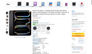 iPad Pro 11" M4 1TB Negro por $29,749 | Amazon