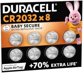 DURACELL 2032 Lithium-knoopcelbatterijen (CR2032, 8 stuks) voor €9,99 bij Amazon