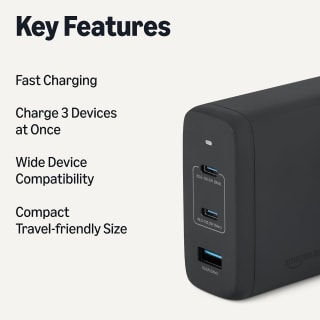 Amazon Basics 120W Nano GaN 3‑Port Wall Charger for £26.24 at Amazon