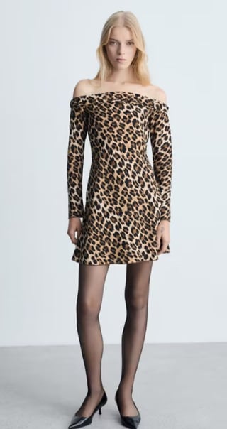 Vestido hombros descubiertos leopardo por 4.99€