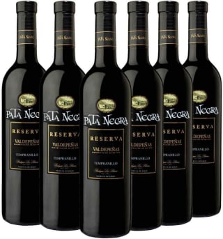 6 botellas Pata Negra Reserva Vino Tinto Tempranillo D.O Valdepeñas 750 ml por 11.95€