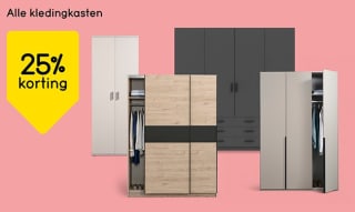 25% korting op bijna alle kledingkasten bij Leen Bakker