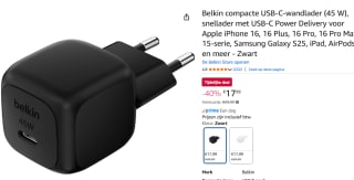 Belkin 45W USB-C PD Wandlader voor €17,99 bij Amazon