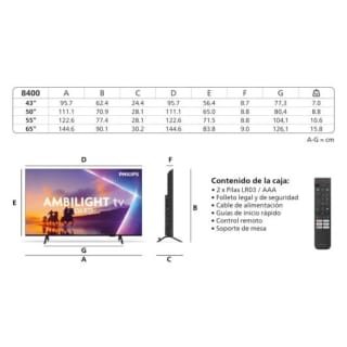 TV Philips 43PUS8400 43" QLED 4K Ambilight pour 267,76€ chez PcComponentes