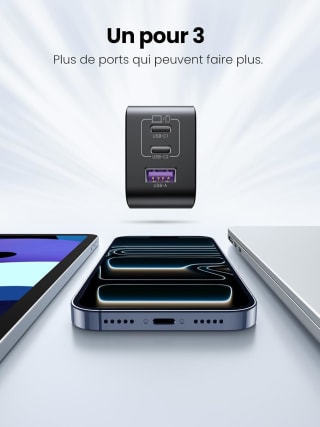 UGREEN Nexode 65W (3 ports) pour 23,46€ chez Amazon