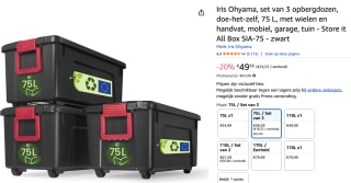 IRIS Store-It-All Opbergbox 75L Kunststof Set van 3 voor €49,59 bij Amazon