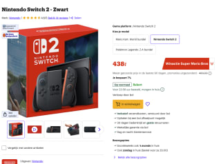 Nintendo Switch 2 - Zwart voor 438 euro