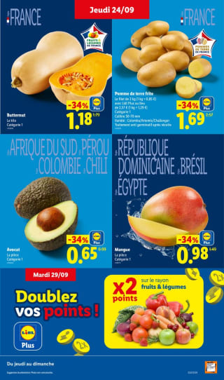 Bananes Cavendish (cat. 1, calibre P20) pour 0,98€ le kilo chez Lidl