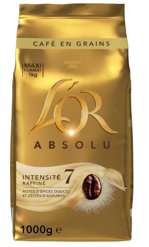 Café en grain raffiné L'OR Absolu arabica N°7 1 kg à 36,29€