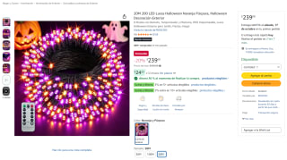 20M 200 LED luces Halloween (naranja y púrpura) por $167 en Amazon
