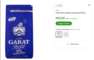 Café Garat Molido 454g por $102 | Ahorro Bodega Aurrera