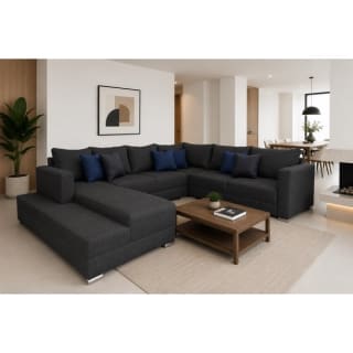 Sala esquinera en U Corbel gris oxford por $15,499 en Bodega Aurrera