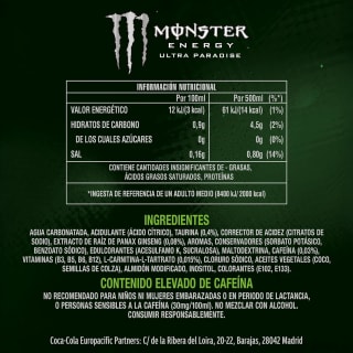 Monster Energy Ultra Paradise (12 x 500 ml) por 17,88€ en Amazon