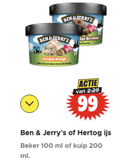 Ben & Jerry's of Hertog ijs voor €0,99 bij Dirk