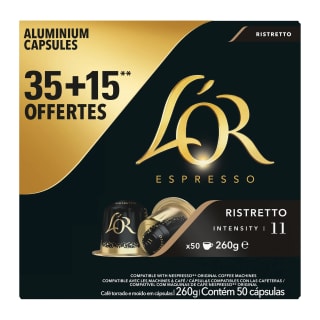 L'OR Espresso Ristretto (50 capsules) pour 9,99€ chez Auchan