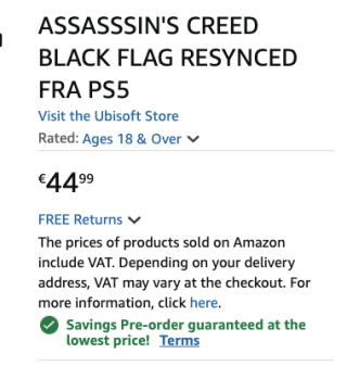 PS5 Assassin's Creed: Black Flag Resynced voor €44,99 bij Amazon