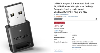 UGREEN Adapter 5.3 Bluetooth Stick voor PC, voor €6,99 bij Amazon