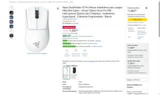 Razer DeathAdder V3 Pro por $1,387 | Amazon (Prime)