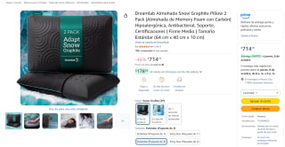 Dreamlab Almohada Snow Graphite 2 Pack (64x40x10cm) por $714 en Amazon