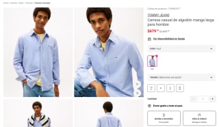 Camisa Tommy Jeans Azul por $680 | Ahorro Liverpool