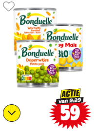 Alle Bonduelle groente blikjes voor €0,59 bij Dirk
