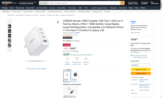 Cargador UGREEN Nexode 100W GaN por $649 | Oferta Amazon