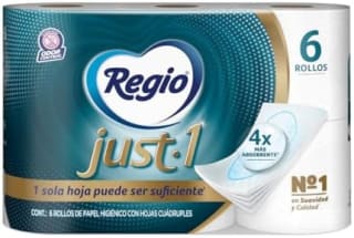 Papel Higiénico Regio Just 1 (6 rollos) por $59 en Amazon