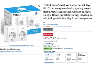 TP-Link Tapoo P110 Mini Smart Wi-Fi Stopcontact, 2 stuks voor €17,90 bij Amazon