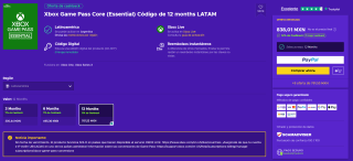 12 Meses de Xbox Game Pass Core (Essential) por $842 | Eneba