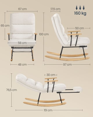 SONGMICS HOME Fauteuil à bascule réglable sur 4 niveaux pour 124,99€ chez Songmics