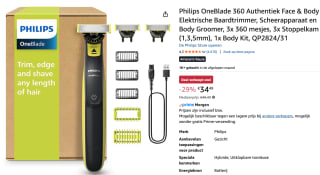 Philips OneBlade 360 Face & Body Elektrische Baardtrimmer voor €34,49 bij Amazon