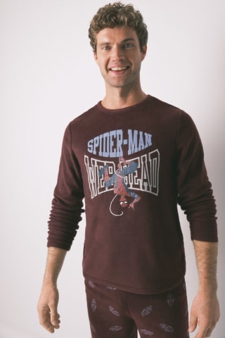 Pijama largo hombre polar rojo Spiderman por 10.19€