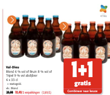 1=1 gratis op Val-Dieu abdijbier bij Colruyt in Belgie