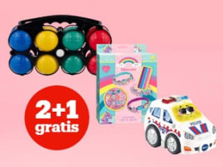 2+1 gratis op speelgoedcadeautjes bij Bol.