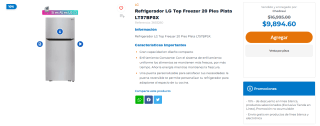 Refrigerador LG Top Freezer 20 Pies por $9,895 | Chedraui