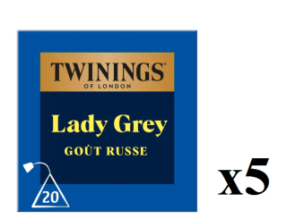 5 Unidades de Twinings Lady Grey Té negro ruso 20 bolsas por 9.95€