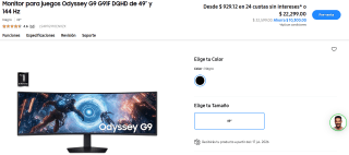 Monitor Samsung Odyssey G9 49" DQHD por $10,553