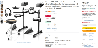 Batería Electrónica Donner DED-80 por $4,928 | Amazon
