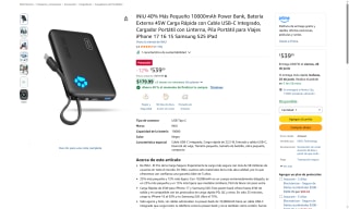 Power Bank INIU 10,000mAh 45W por $275 | Amazon
