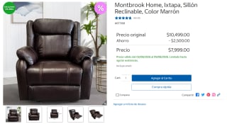 Montbrook Home Ixtapa, Sillón Reclinable Marrón por $7,999 en Costco