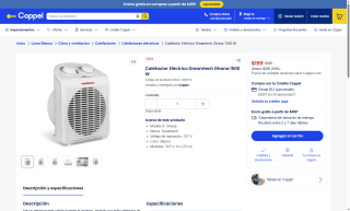 Calefactor Eléctrico Dreamtech 1500W por $199 | Coppel