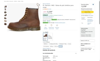 Botas Dr. Martens 1460 Piel Sintética por $2,063 | Amazon