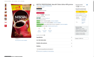 Nescafé Clásico 400g por $171 | Amazon