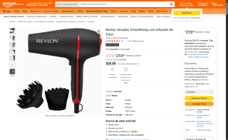Secador Revlon Smoothstay 1875W por $260 | Amazon