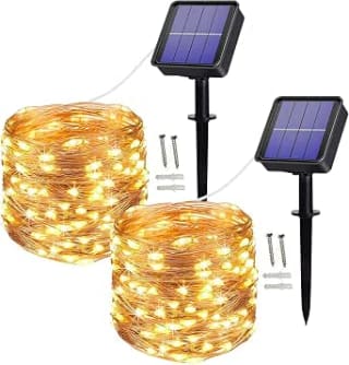 2 Pack Solar String Lights 100 LED (10 m) for £4.24 at HotUKDeals