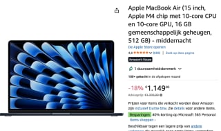 Apple 15 inch MacBook Air met M4 chip voor €1149 bij Amazon
