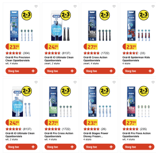 2+3 gratis op Oral-B opzetborstels
