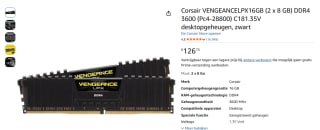Corsair Vengeance LPX 16GB DDR4 3600 desktopgeheugen voor €126,73 bij Amazon